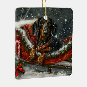Dachshund Hund Weihnachten Festlich Keramikornament