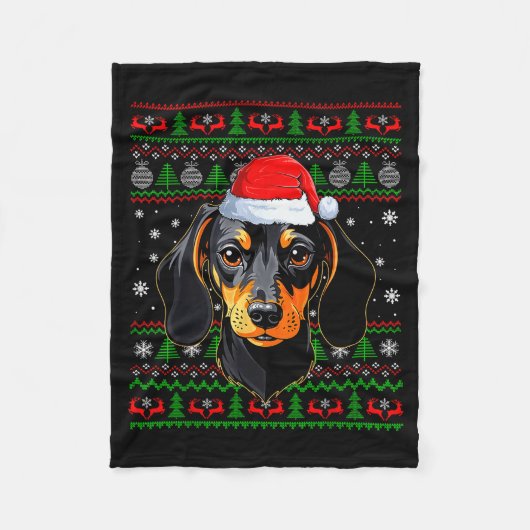 Dachshund Hund Weihnachten hässlicher Pullover San Fleecedecke (Vorderseite)