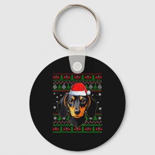 Dachshund-Hund-Weihnachten-Hässlicher-Schwester-Sa Schlüsselanhänger