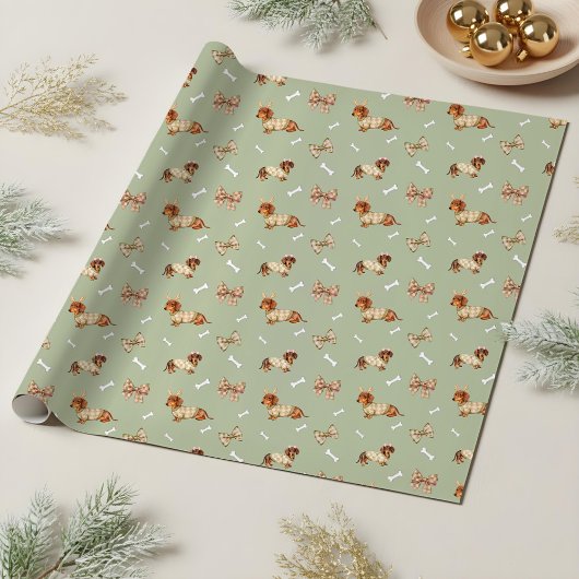 Dachshund-Hund-Weihnachten-Schachbrett-Pullover-Sc Geschenkpapier