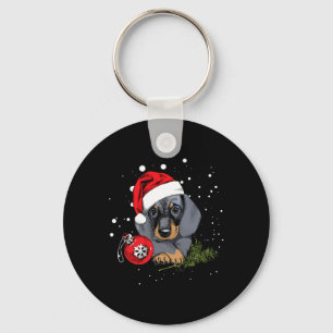 Dachshund Hund Weihnachtsbaum Licht Weihnachtsmann Schlüsselanhänger