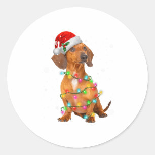 Dachshund Hunde Baum Weihnachtspulli Xmas Geschenk Runder Aufkleber