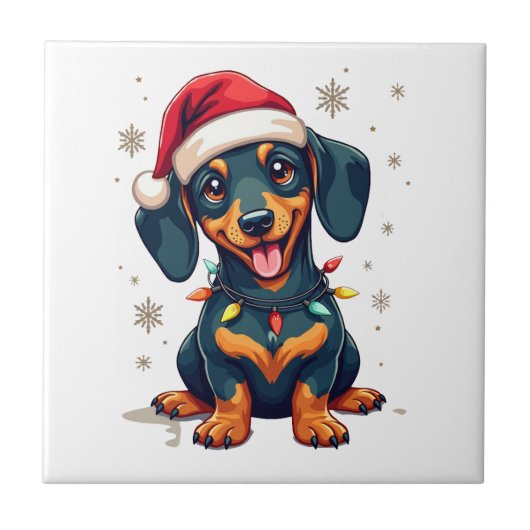 Dachshund Hunde Baum Weihnachtspullover Xmas Gesch Fliese (Vorderseite)