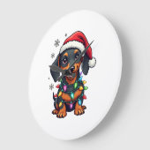 Dachshund Hunde Baum Weihnachtspullover Xmas Gesch Große Wanduhr (Winkel)