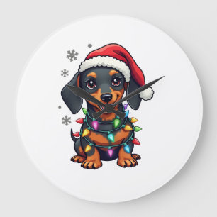 Dachshund Hunde Baum Weihnachtspullover Xmas Gesch Große Wanduhr