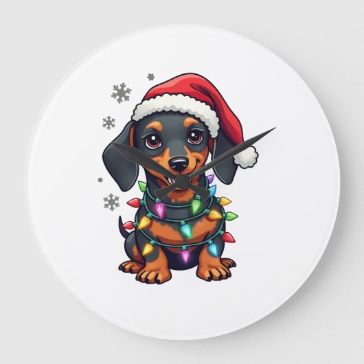 Dachshund Hunde Baum Weihnachtspullover Xmas Gesch Große Wanduhr (Vorderseite)