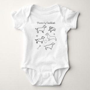 Dachshund Hunde Haustiere Doodle Lustig Schwarz un Baby Strampler