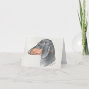 Dachshund-Hunde-Kunst-Aquarell-Notiz-Dankeschön-Ka Dankeskarte
