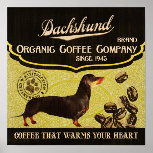 Dachshund-Hunde-Kunstposter - Organische Kaffeeges Poster