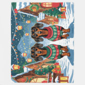 Dachshund-Hunde Weihnachten Schnee Feiertag Fleecedecke (Vorderseite)