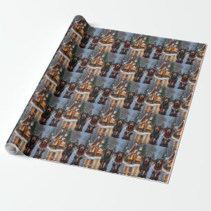 Dachshund-Hunde Weihnachten Schnee Feiertag Geschenkpapier