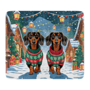 Dachshund Hunde Weihnachten Schnee Feiertag Schneidebrett