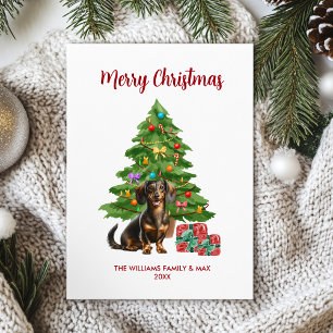 Dachshund-Hundefamilien-Weihnachten Feiertagskarte
