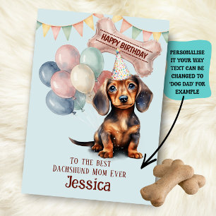 Dachshund-Hundefrau/-Vater Geburtstag  Karte