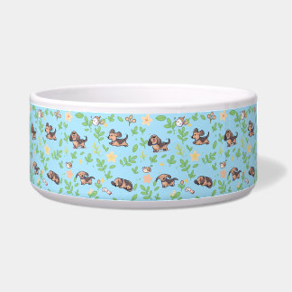 Dachshund-Hundeschüssel Frühlings-Blumen Pastell H Napf