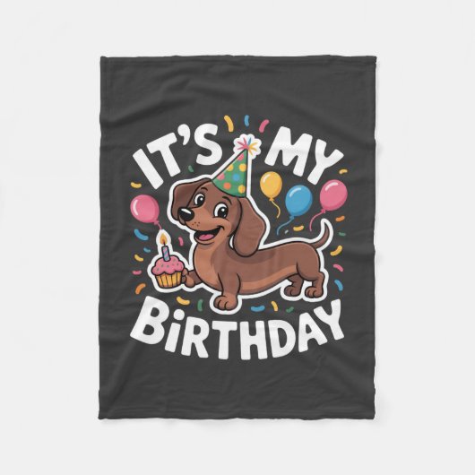 Dachshund Ich habe Geburtstag Fleecedecke (Vorderseite)