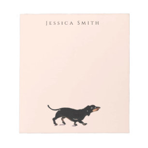 Dachshund-Illustration auf Rosa Notizblock