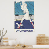 Dachshund im Regen Poster (Küche)