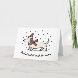 Dachshund im Schnee - Lustige Weihnachtskarte Feiertagskarte