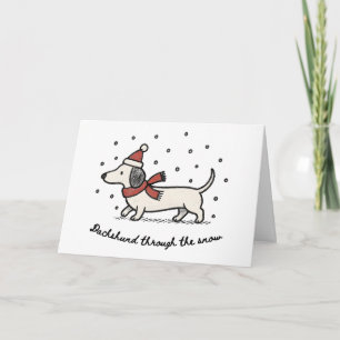 Dachshund im Schnee - Lustige Weihnachtskarte Feiertagskarte