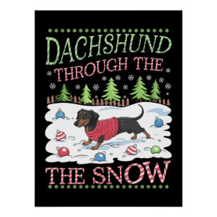 Dachshund im Schnee Poster