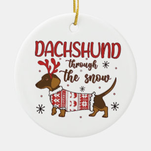 Dachshund im Schnee Weihnachten Hundeliebhaber Keramik Ornament
