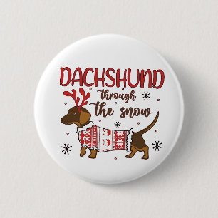 Dachshund im Schnee Weihnachts Hund Liebhaber Button
