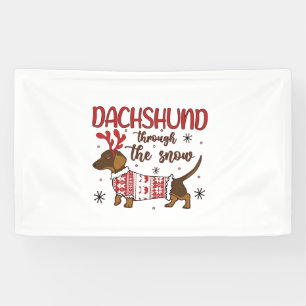 Dachshund im Schnee Weihnachts Hundeliebhaber Banner