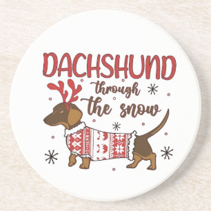 Dachshund im Schnee Weihnachts Hundeliebhaber Getränkeuntersetzer