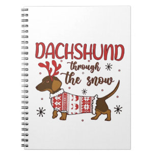 Dachshund im Schnee Weihnachts Hundeliebhaber Notizblock