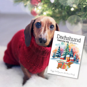 Dachshund im Schnee Weihnachtskarte Karte