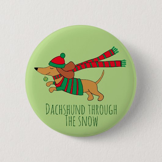 Dachshund im Schnee Weihnachtsknopf Button (Vorderseite)