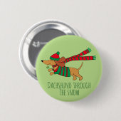 Dachshund im Schnee Weihnachtsknopf Button (Vorne & Hinten)