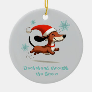 Dachshund im Schnee Welpenhund Weihnachten Keramik Ornament