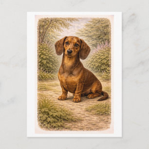 Dachshund im Vintage-Stil Postkarte