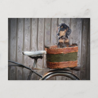 Dachshund In a Basket PostcardMagnet Postkarte