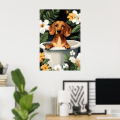 Dachshund In Bathtub Poster, Funny Dog Poster (Heimbüro)