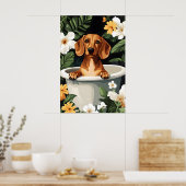 Dachshund In Bathtub Poster, Funny Dog Poster (Küche)