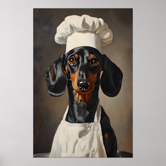 Dachshund in Chefshut Poster, Haustierposter Poster (Vorne)