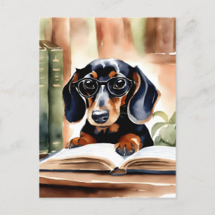 Dachshund in der Aquarellkunst Postkarte