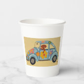 Dachshund in Hippie-Auto-Papierbecher Pappbecher (Rückseite)