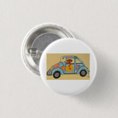 Dachshund in Hippie car  Button (Vorne & Hinten)