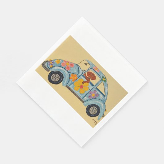 Dachshund in Hippie car  Serviette (Ecke)