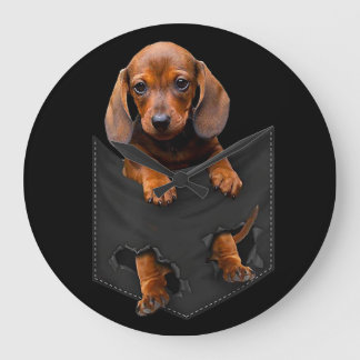 Dachshund In My Pocket Dachshund Weiner Dog Gift Große Wanduhr