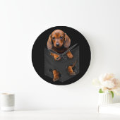 Dachshund In My Pocket Dachshund Weiner Dog Gift Große Wanduhr (Zuhause)