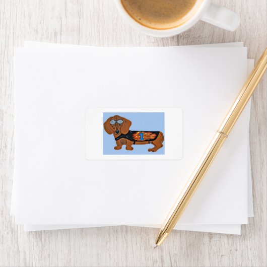 Dachshund in Racing Jacket Adressaufkleber (Insitu)