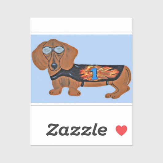 Dachshund in Racing Jacket Sticker (Blatt)