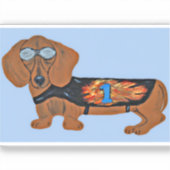 Dachshund in Racing Jacket Sticker (Vorderseite)