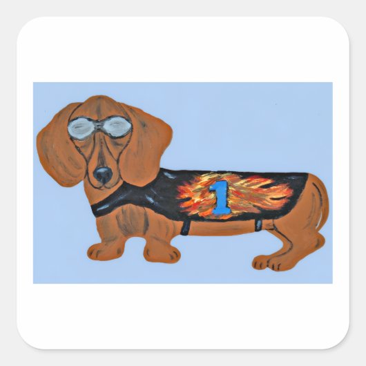 Dachshund in Racing Jacket Sticker (Vorderseite)