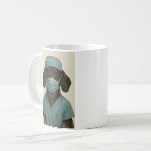 Dachshund in Scrubs Kaffeetasse (Vorderseite Links)